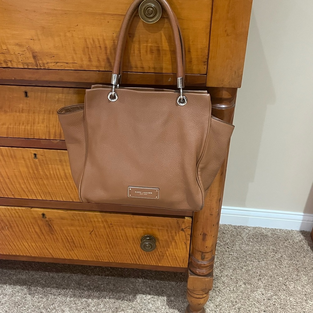 Marc by Marc Jacobs Tan Pebbled Leather Satchel with Silver Hardware